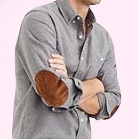 Jcrew Men's Gray Button-Up Shirt with Brown Elbow Patches small - Picture 1 of 13